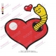 Worm in Love Embroidery Design